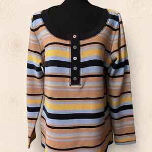 W by Worth Striped Henley Long Sleeve Sweater – Size L